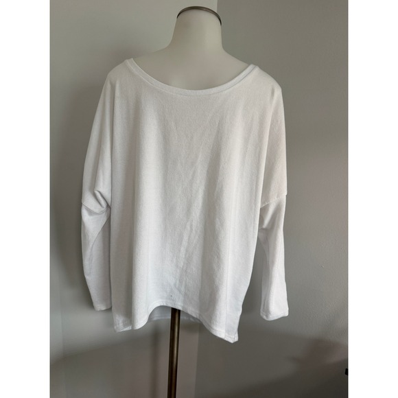 Uget Tops - UGET Womens White Oversized High Low Long Sleeve Knit Top Scoop Neck Medium